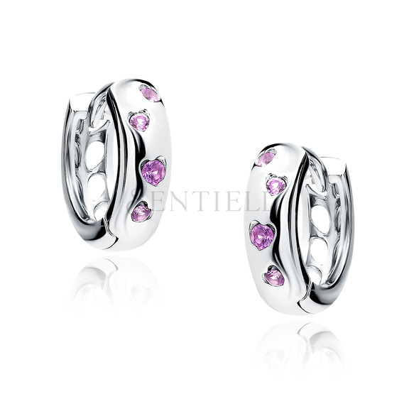 Silver (925) earrings hoop with ruby color zirconias