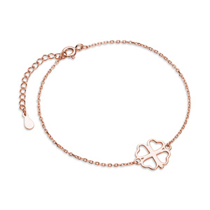 Silver (925) rose gold-plated bracelet - Clover