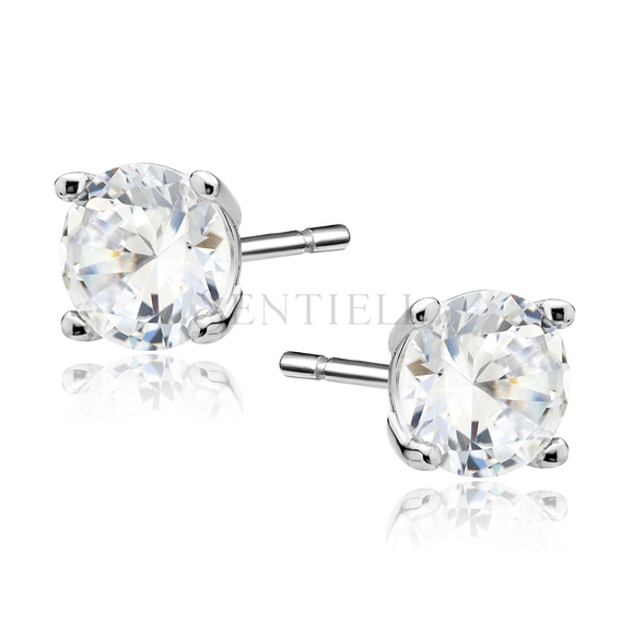 Pendientes de plata de ley 925 redondos circonita blanca diámetro 6 mm