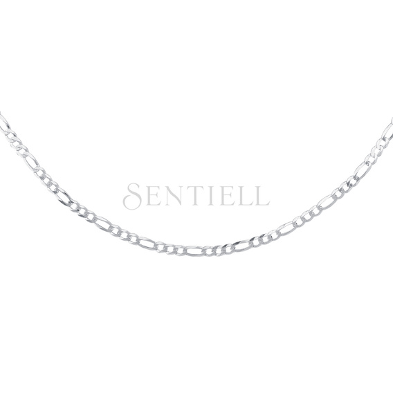 Cadena de Plata de ley 925 tallado diamante - figaro extra plana Ø 080 con baño de rodio