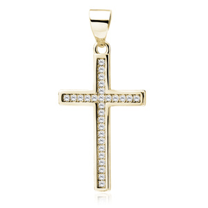 Silver (925) gold-plated pendant cross with white zirconias