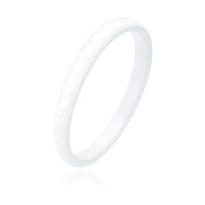 White faceted ceramic ring 3mm