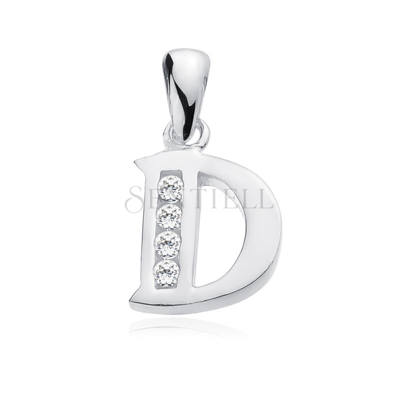 Silver (925) pendant white zirconia - letter D