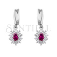 Silver (925) Earrings ruby colored zirconia