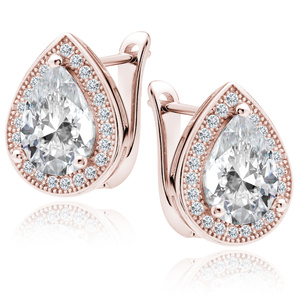 Silver (925) rose gold-plated earrings with white zirconia