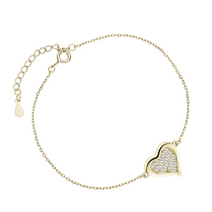 Silver (925) gold-plated bracelet, heart with zirconias