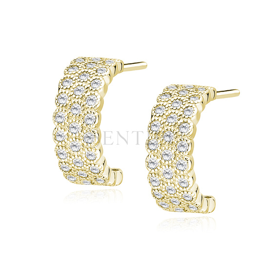 Silver (925) elegant gold-plated earrings with zirconias