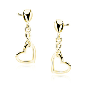 Silver (925) gold-plated earrings - hearts and infinities