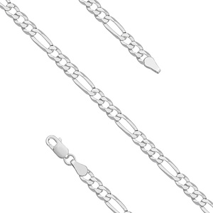 Silver (925) diamond-cut bracelet - figaro extra flat Ø 100