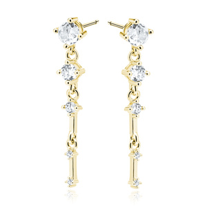 Silver (925) gold-plated earrings with white zirconias
