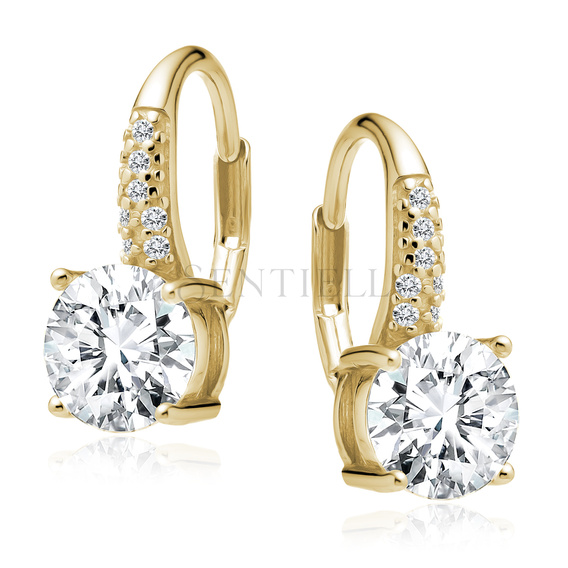 Silver (925) gold-plated earrings with white zirconia