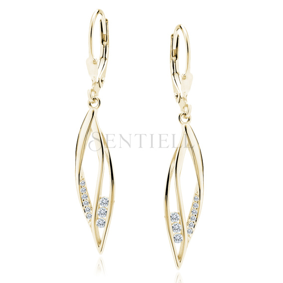 Silver (925) gold-plated earrings with white zirconias