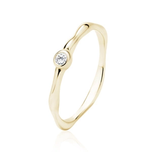 Silver (925) gold-plated ring with white zirconia