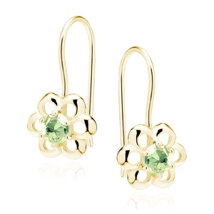 Silver (925) gold-plated Earrings green zirconia