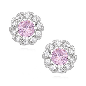 Silver (925) earrings with light pink zirconia