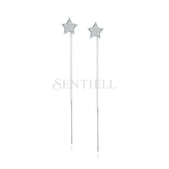 Silver (925) stars earrings with zirconias