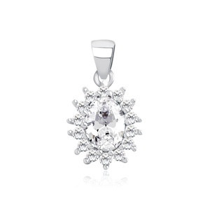 Silver (925) elegant pendant with white zirconias