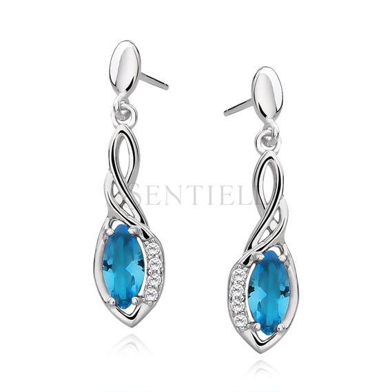 Silver (925) earrings with aquamarine zirconia