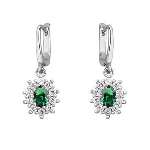 Silver (925) Earrings green colored zirconia