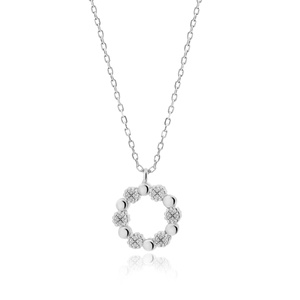 Silver (925) necklace - flower with zirconias