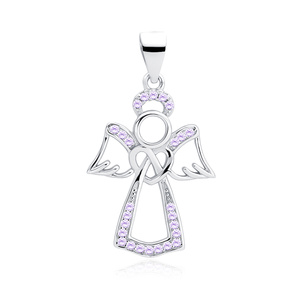 Silver (925) pendant with purple zirconia - angel