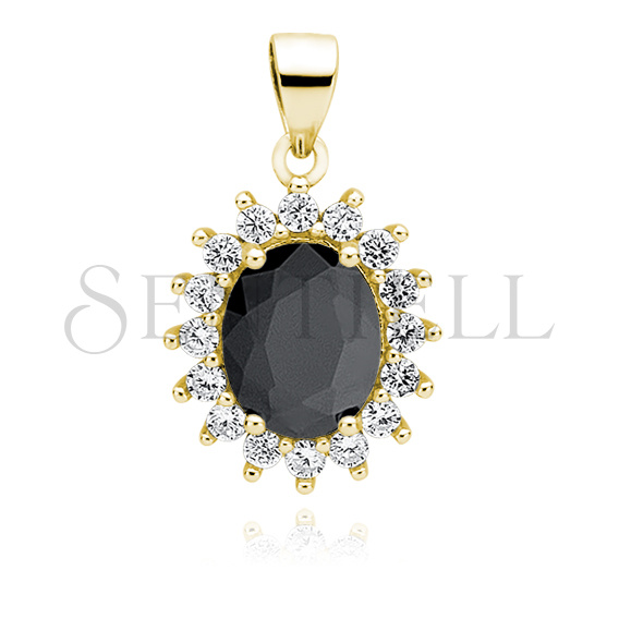 Silver (925) gold-plated pendant black zirconia