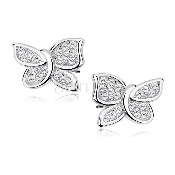 Silver (925) butterfly earrings with zirconia