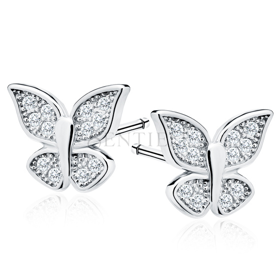 Silver (925) butterfly earrings with zirconia