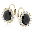 Silver (925) gold-plated earrings black zirconia