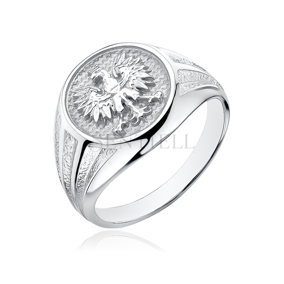 Silver signet ring 925 - crowned eagle - national symbol of Poland