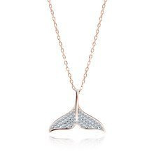 Silver (925) necklace whale tail with zirconias - rose gold-plated