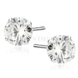 Silver (925) earrings round white zirconia diameter 8mm