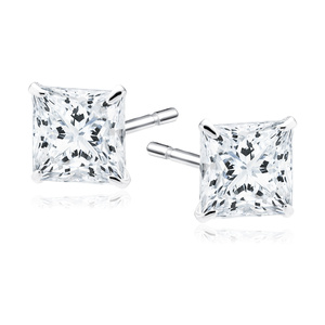 Silver (925) earrings white zirconia 5 x 5mm square