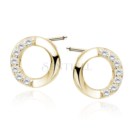 Silver (925) gold-plated earrings circles with white zirconias