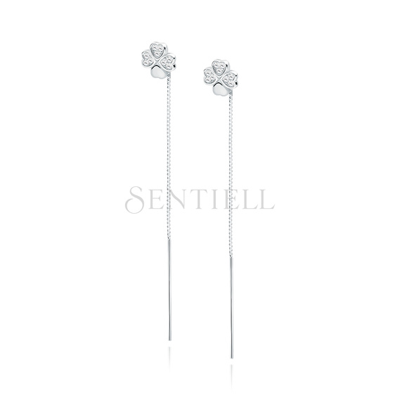 Silver (925) earrings - clover with white zirconias