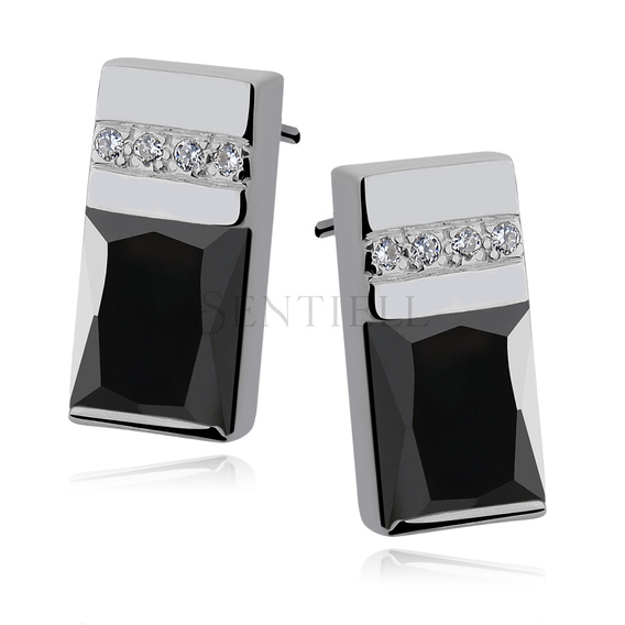 Silver (925) impressive earrings black zirconia