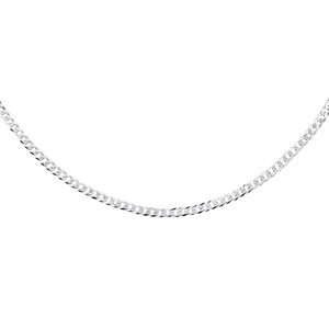 Silver (925) diamond-cut chain - curb extra flat Ø 080 rhodium-plated