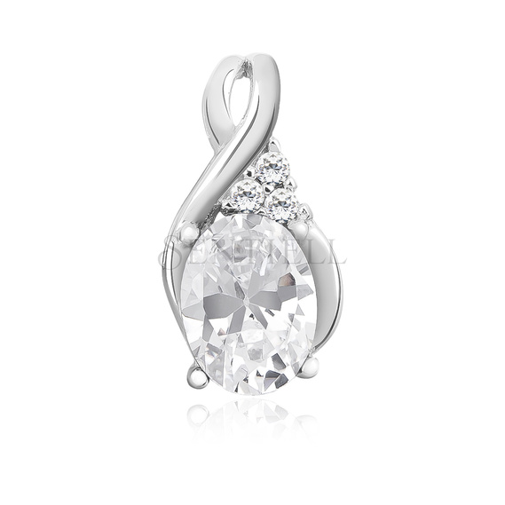 Silver (925) delicate pendant with white zirconias