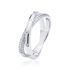 Silver (925) gold-plated ring with white zirconias