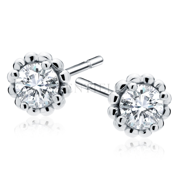 Silver (925) earrings flower with white zirconia