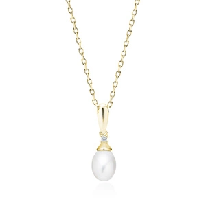Silver (925) necklace with pearl and white zirconia