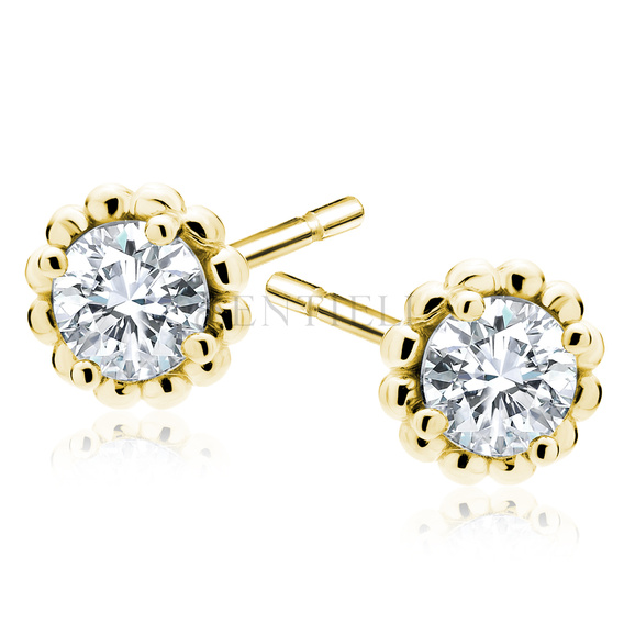 Silver (925) gold-plated earrings flower with white zirconia