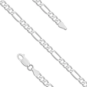Silver (925) diamond-cut bracelet - figaro extra flat Ø 120 