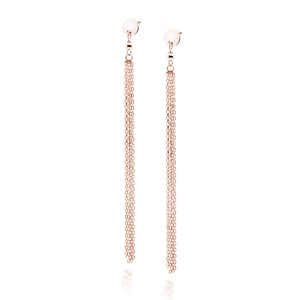 Silver (925) rose gold-plated earrings - circle with chains