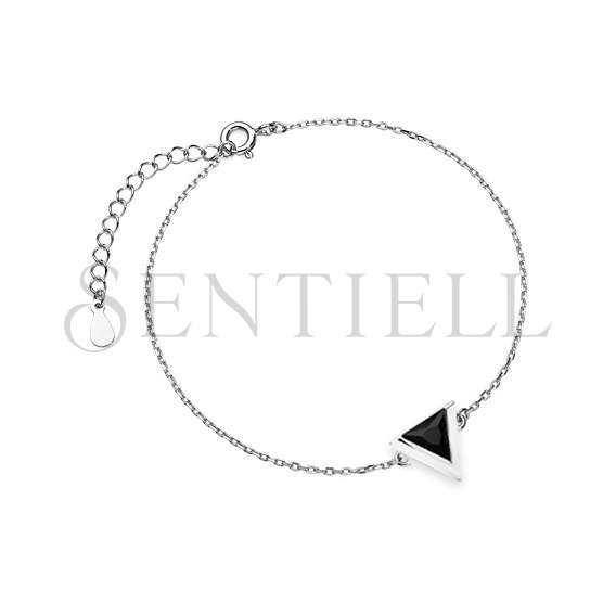 Silver (925) bracelet - triangle with black zirconia