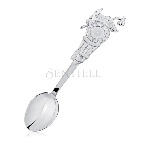 Silver (925) Christening spoon for baby - stork