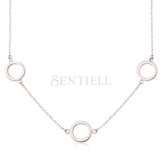 Silver (925) rose gold-plated necklace - three circles