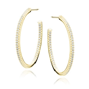 Silver (925) gold-plated earrings with white zirconias