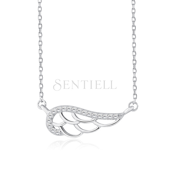 Silver (925) necklace - wing with zirconia