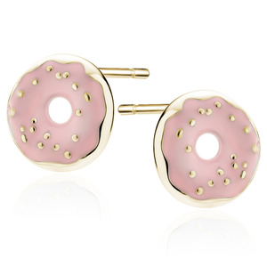 Silver (925) gold-plated enameled earrings - donuts
